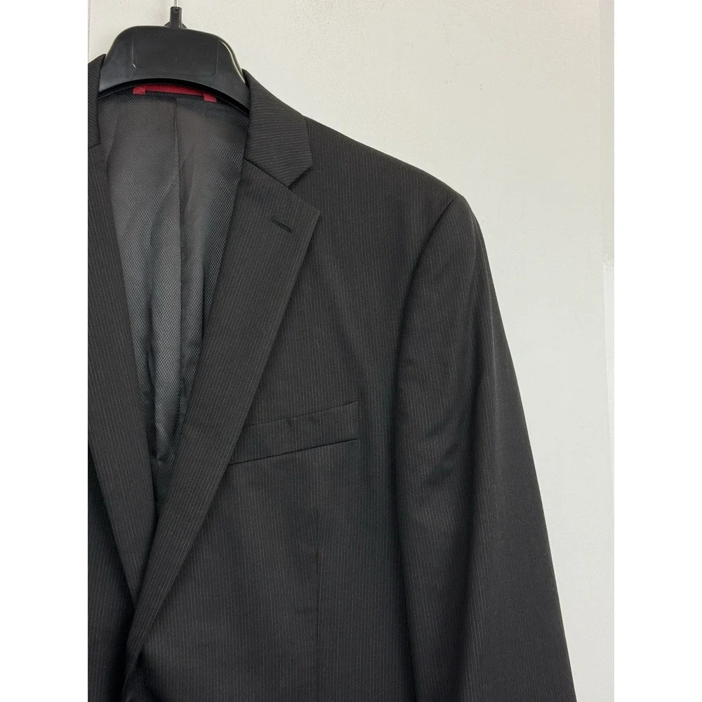 Alfani Blazer Mens 40L Slim Fit Wool Pinstripe Black‎ Suit Jacket Sport Coat